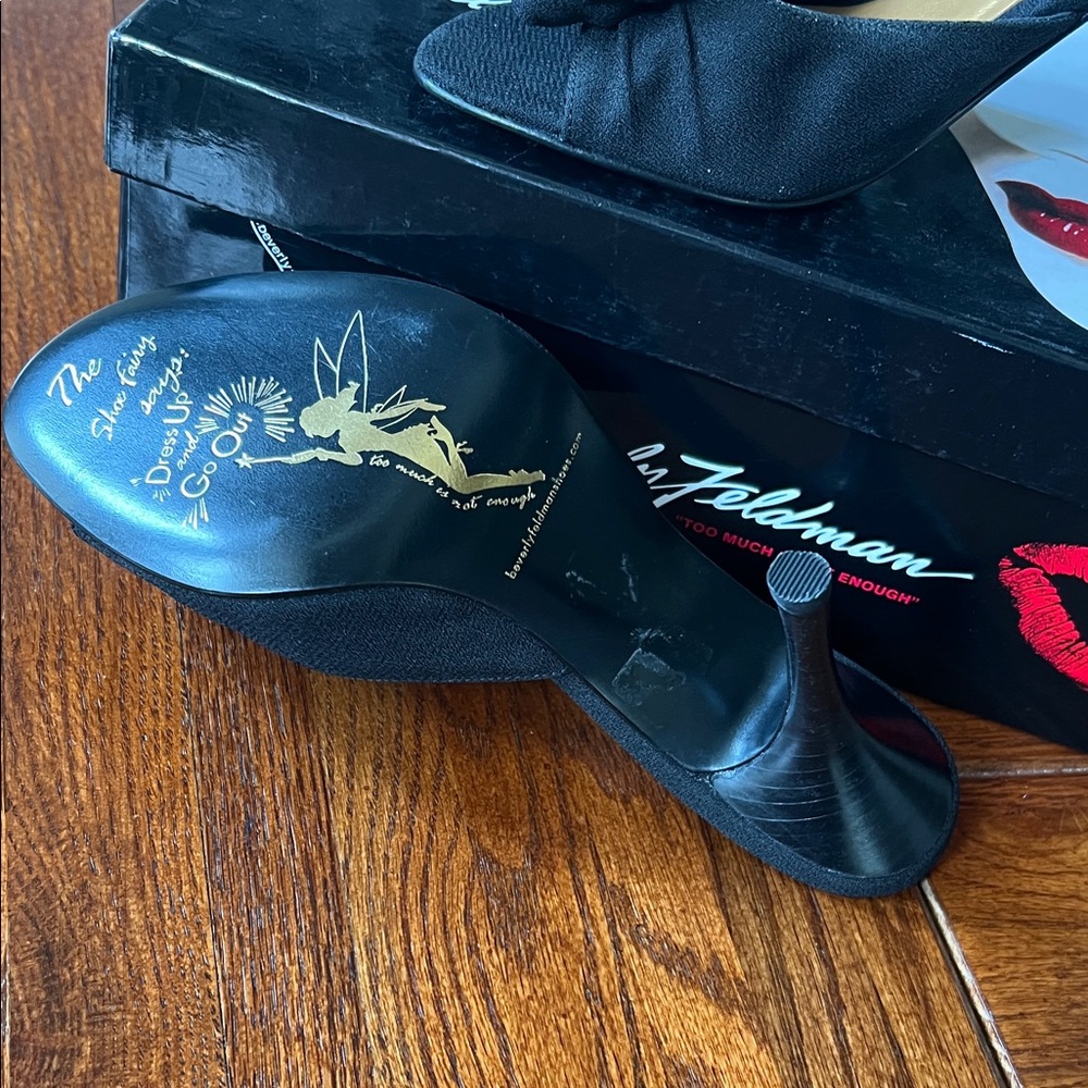 Beverly Feldman Black Heels with Floral Accent - Picture 4 of 5
